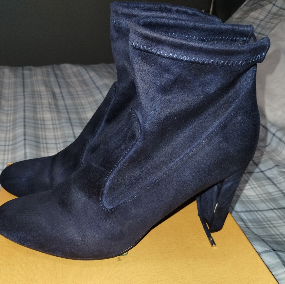 Unisa Blue Suede High Ankle Boots-10
